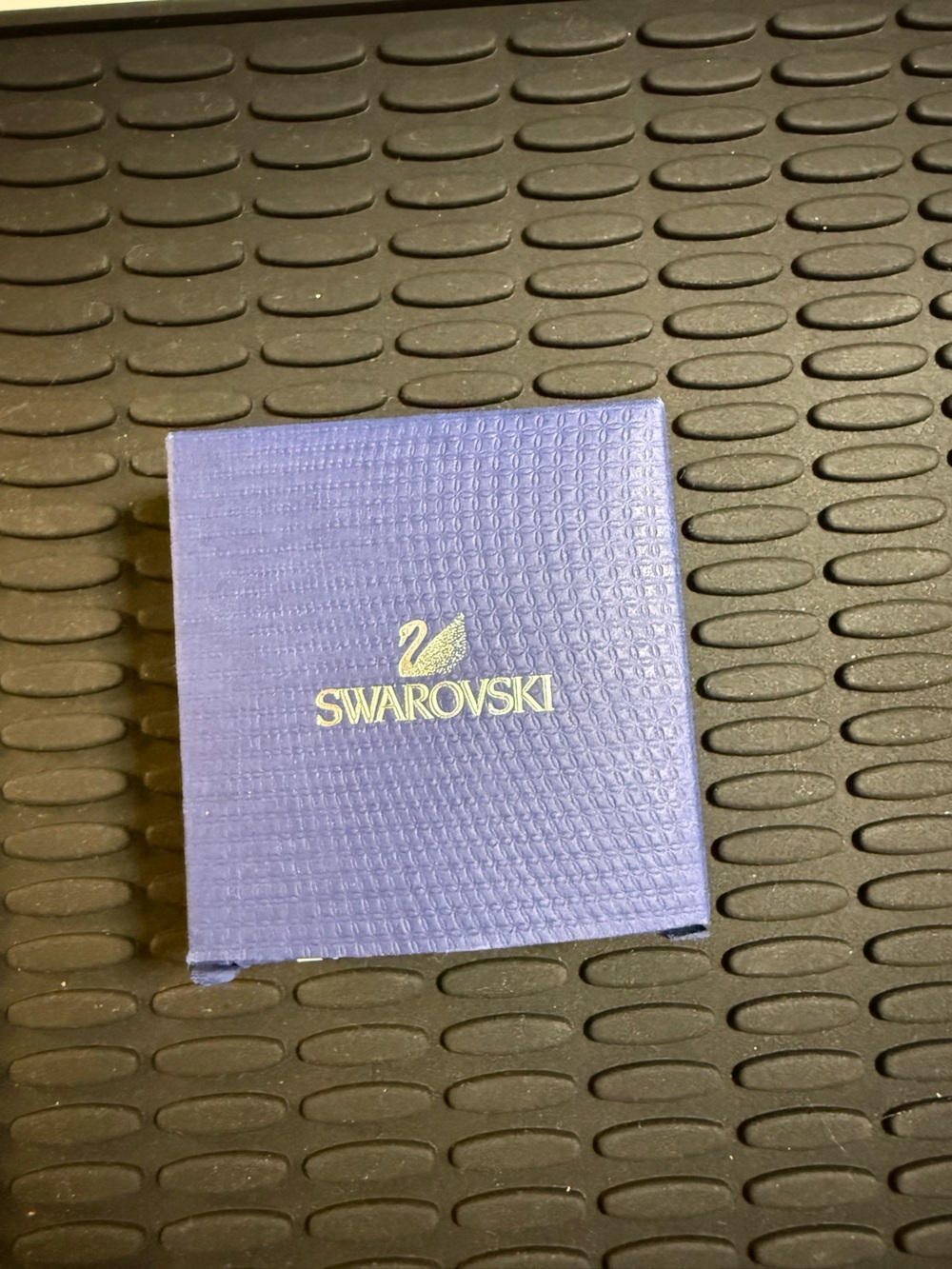 Swarovski Blue Textured Jewelry Box with Gold Swan Logo